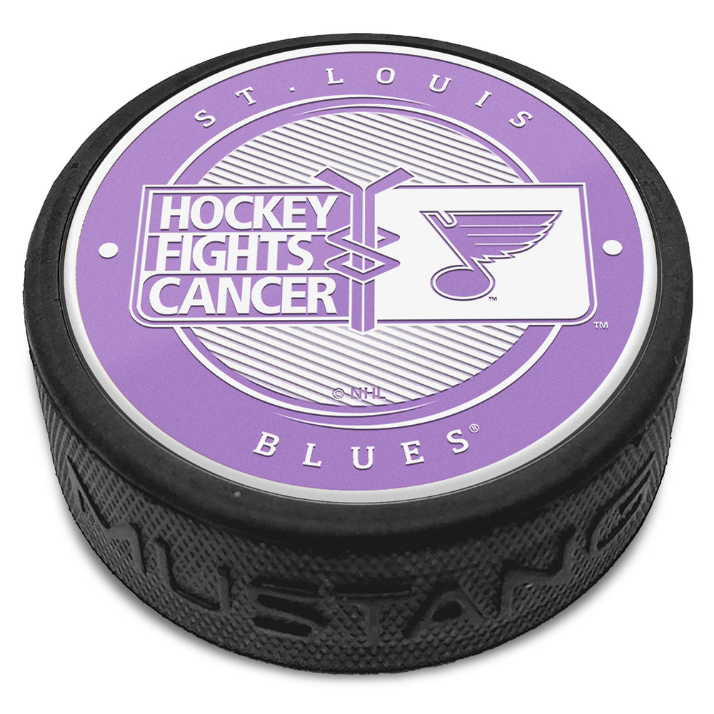 ST. LOUIS BLUES HOCKEY FIGHTS CANCER PURPLE PUCK Novelties Mustang Products   