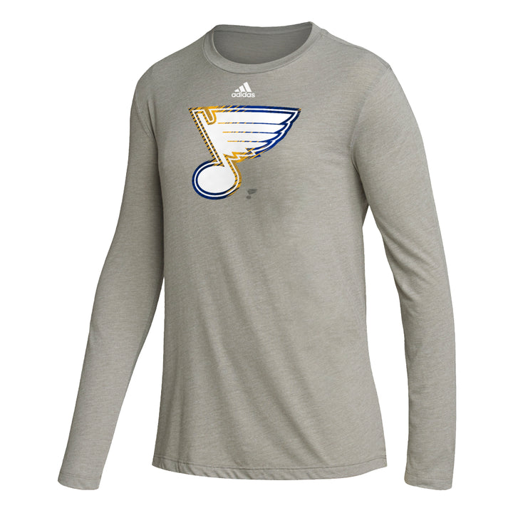 St. Louis Blues Women's Adidas Long Sleeve White Note Tee - Grey