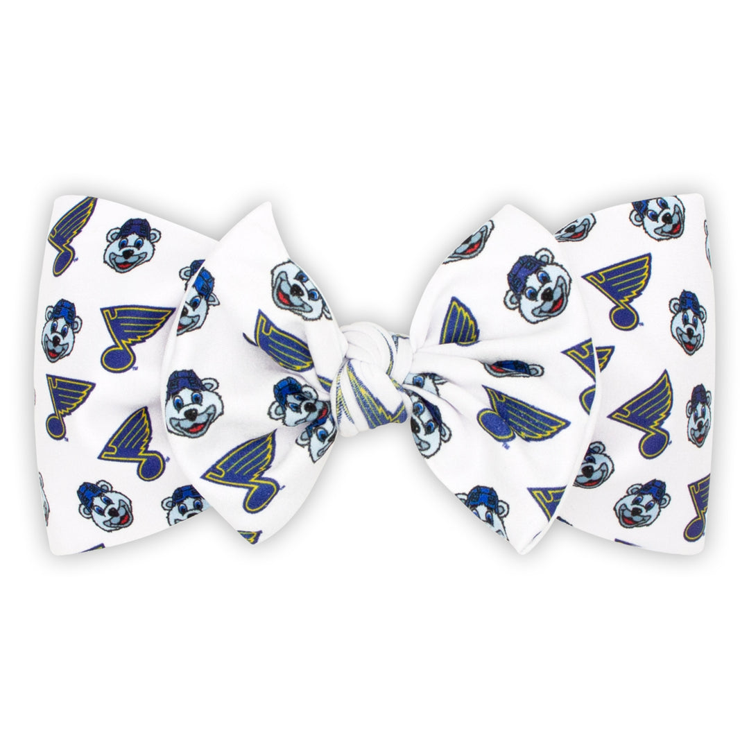 St. Louis Blues Wee Ones Louie & Blue Note Print Nylon Knot Bow - STL Authentics