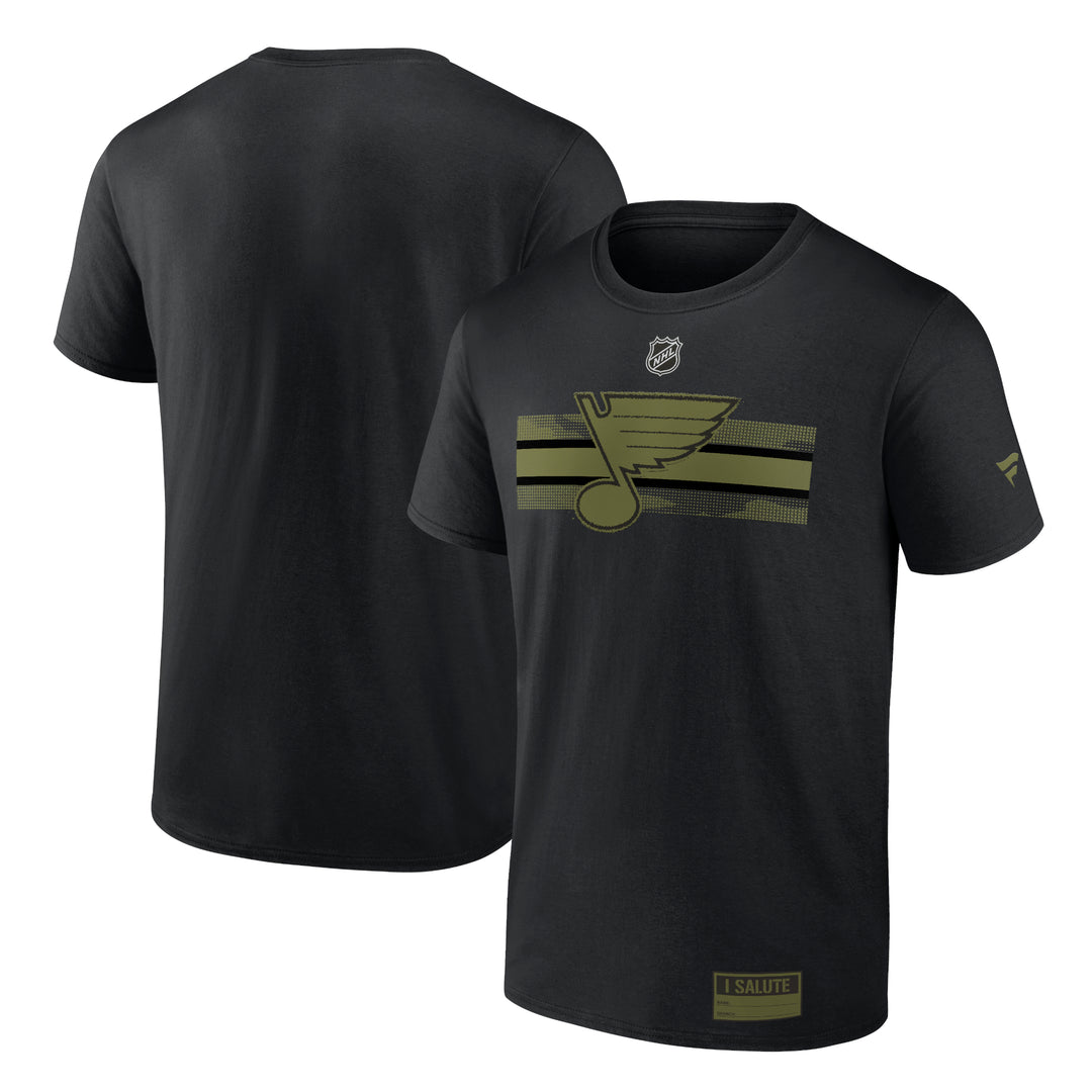 ST. LOUIS BLUES FANATICS MILITARY STRIPE TEE - BLACK