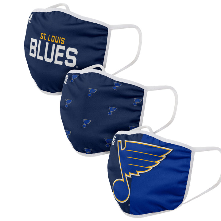 St. Louis Blues Youth 3-Pack Face Mask Accessories Forever Collectibles   