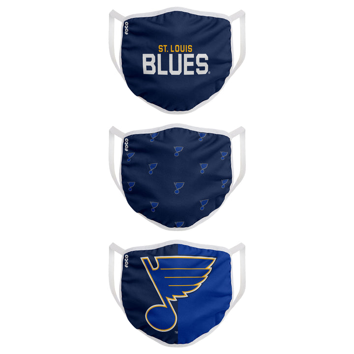 St. Louis Blues Youth 3-Pack Face Mask Accessories Forever Collectibles   