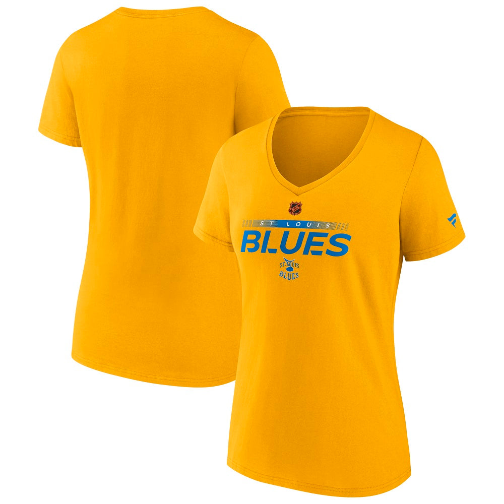 ST. LOUIS BLUES FANATICS REVERSE RETRO WOMENS LOGO VEE - YELLOW T-shirt Fanatics   