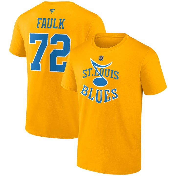 ST. LOUIS BLUES REVERSE RETRO FAULK FANATICS PLAYER TEE - YELLOW