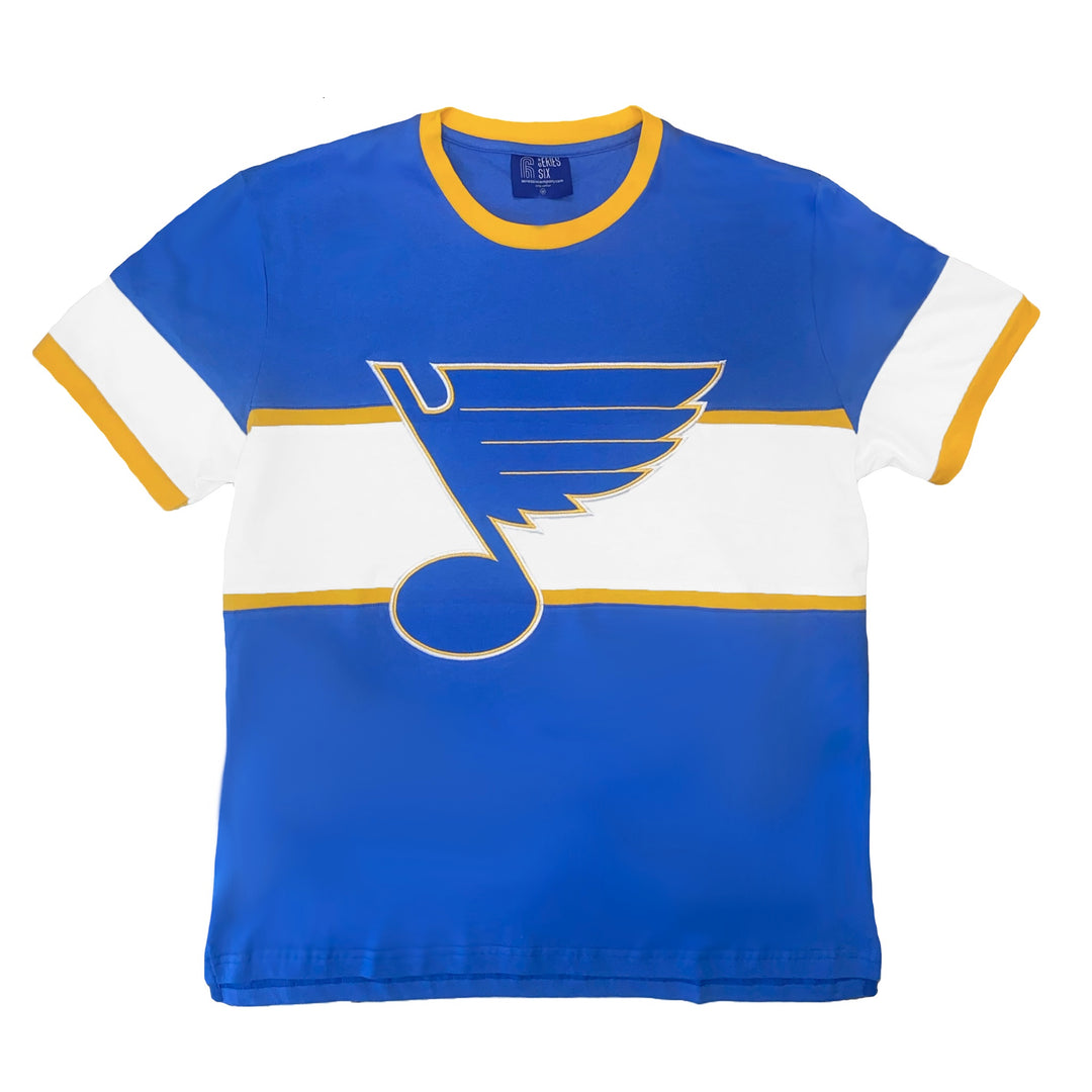 ST. LOUIS BLUES SERIES SIX OZZY STRIPED SHORT SLEEVE TEE - AIR FORCE BLUE / WHITE T-shirt Series Six   