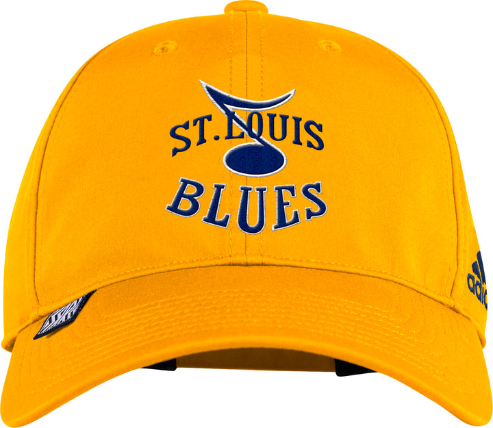 ST. LOUIS BLUES ADIDAS REVERSE RETRO SLOUCH STRAPBACK HAT - YELLOW