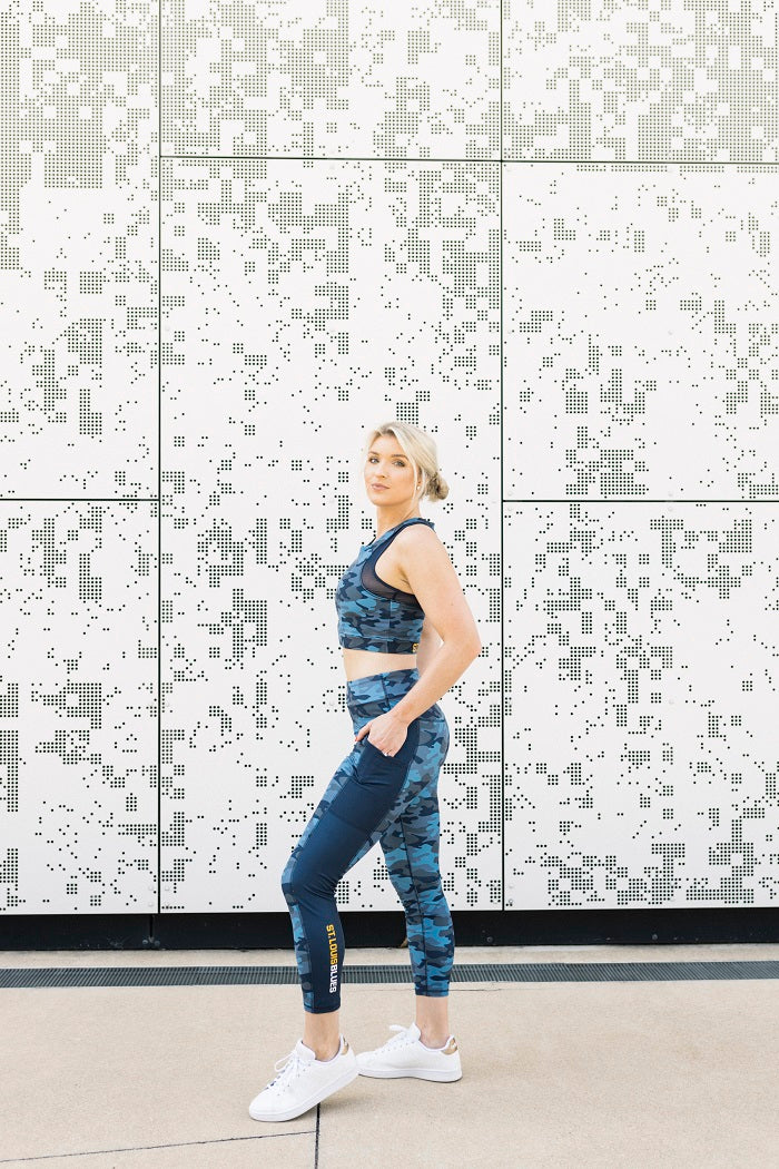 ST. LOUIS BLUES LUSSO STYLE SPORTS BRA - NAVY CAMO Womens Lusso   