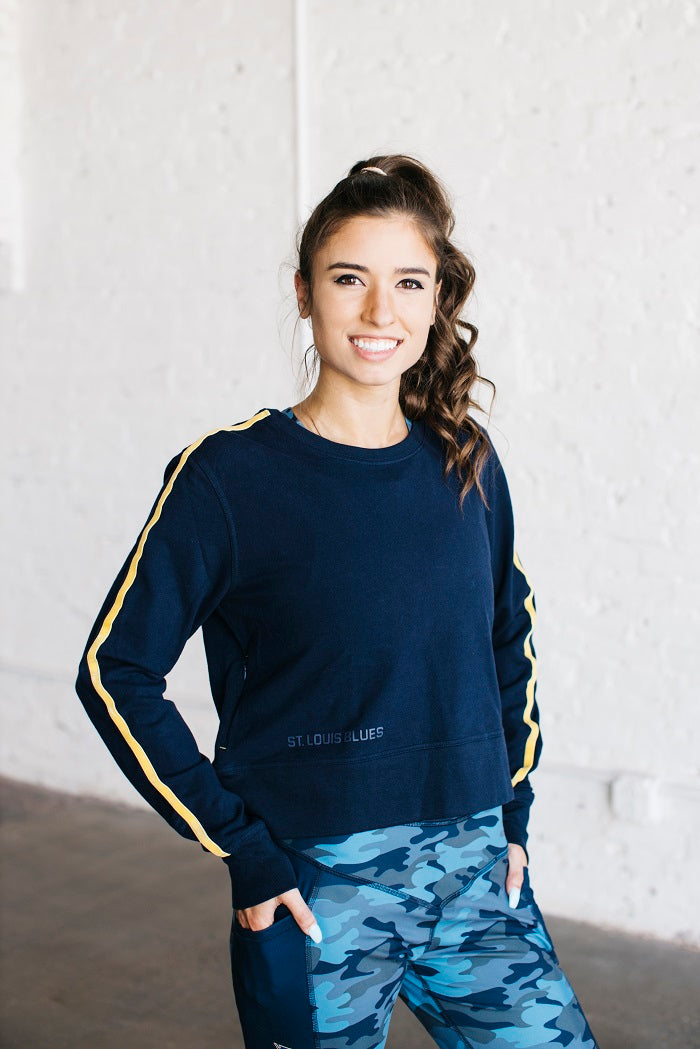 ST. LOUIS BLUES LUSSO STYLE CROPPED CREW Shirts & Tops Lusso   