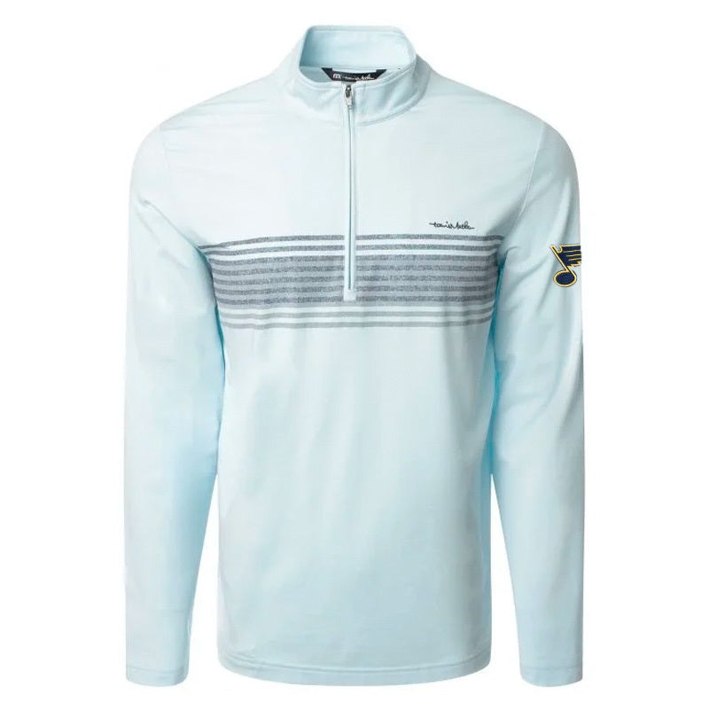 ST. LOUIS BLUES TRAVISMATHEW BLUE BLANKET 1/4 ZIP PULLOVER Coats & Jackets Travis Mathew   