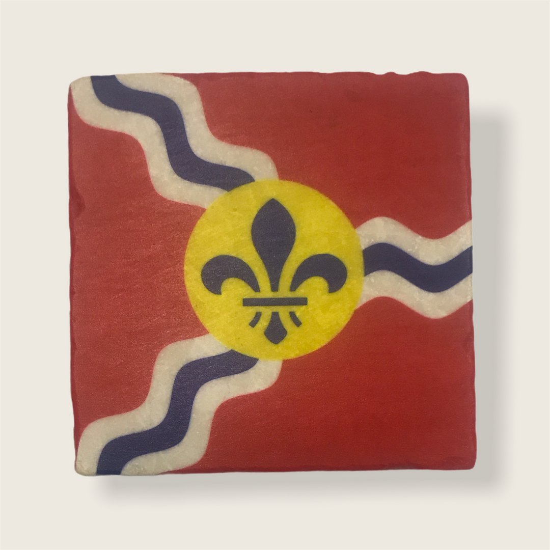 St. Louis Missouri Flag Tumbled Marble Stone Coaster