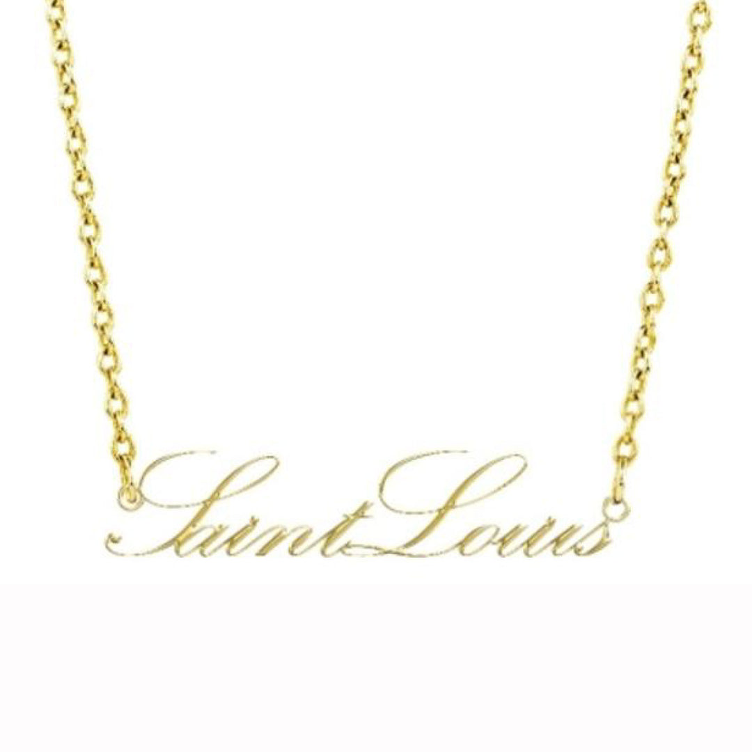 St. Louis Blues Gold Plate Saint Louis Script Necklace - STL Authentics