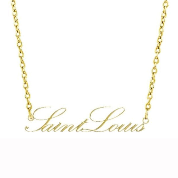 Lusso Gold Plated Saint Louis Script Necklace Accessories Lusso   
