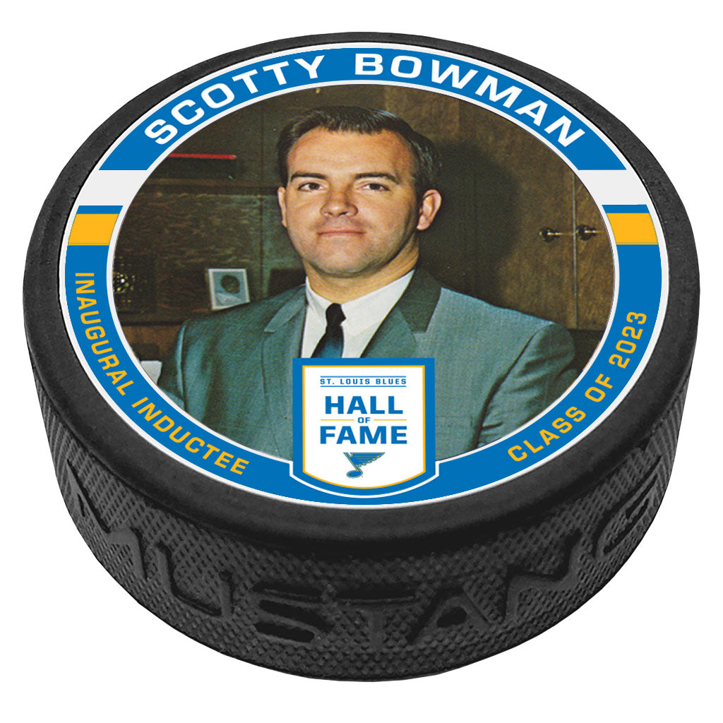 ST. LOUIS BLUES BOWMAN HALL OF FAME PUCK