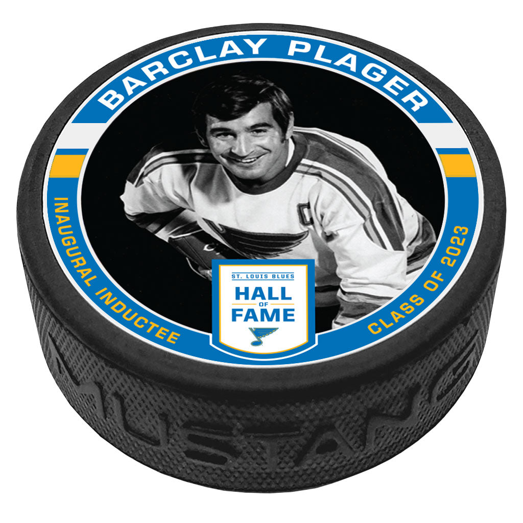 ST. LOUIS BLUES BARCLAY PLAGER HALL OF FAME PUCK