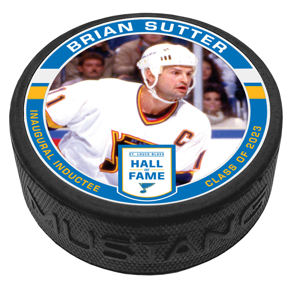 ST. LOUIS BLUES SUTTER HALL OF FAME PUCK