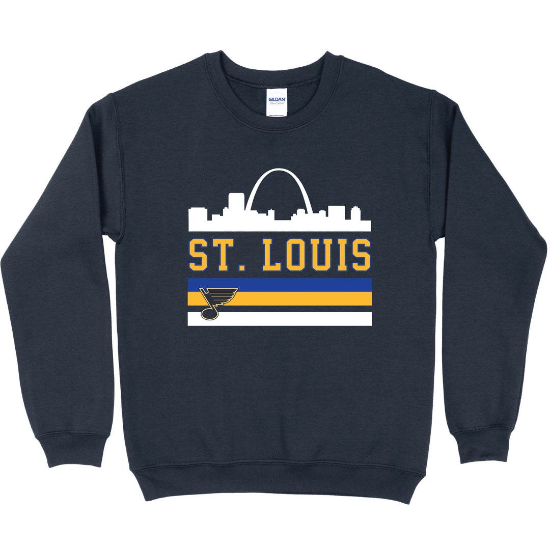 ST. LOUIS BLUES SKYLINE SERIES SIX NOTE CREW - NAVY