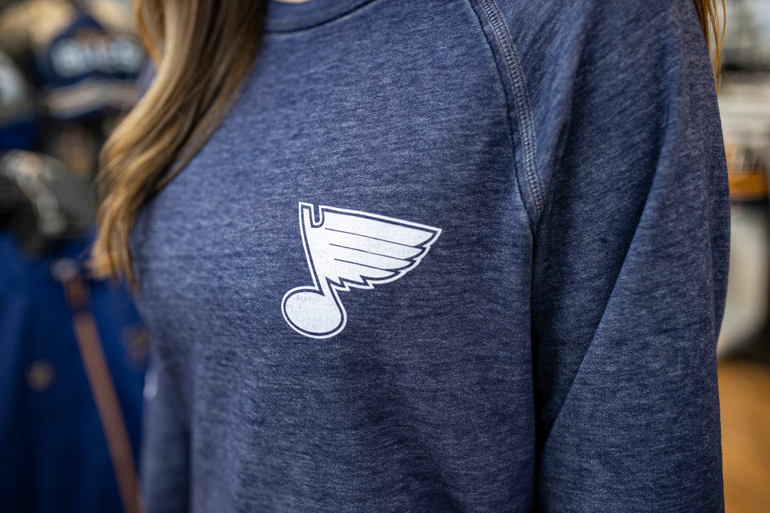 ST. LOUIS BLUES EMILY STAHL SCRIPTY NOTE CREW - BLUE  Lusso   
