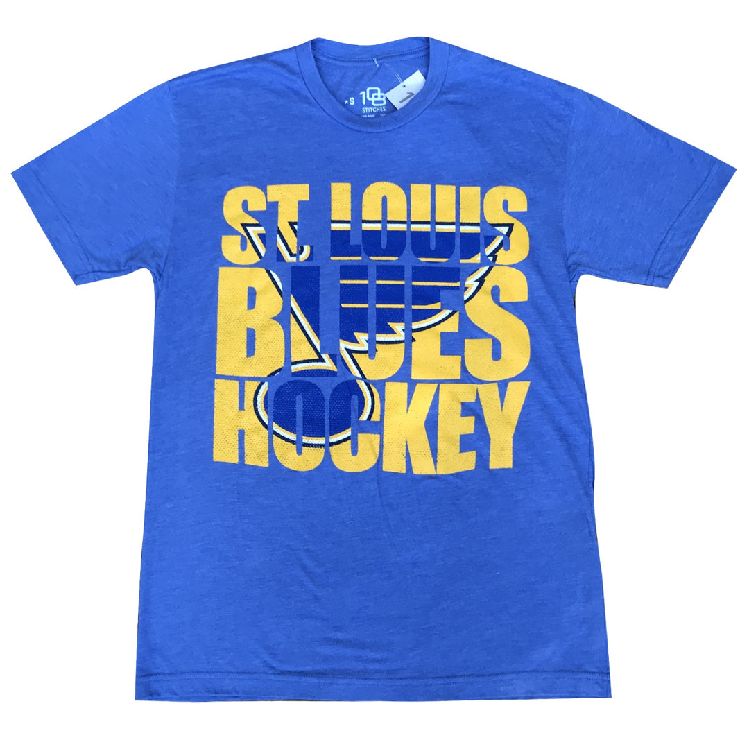 ST. LOUIS BLUES 108 STITCHES ST. LOUIS BLUES HOCKEY TEE- BLUE Mens 108 Stitches Small  