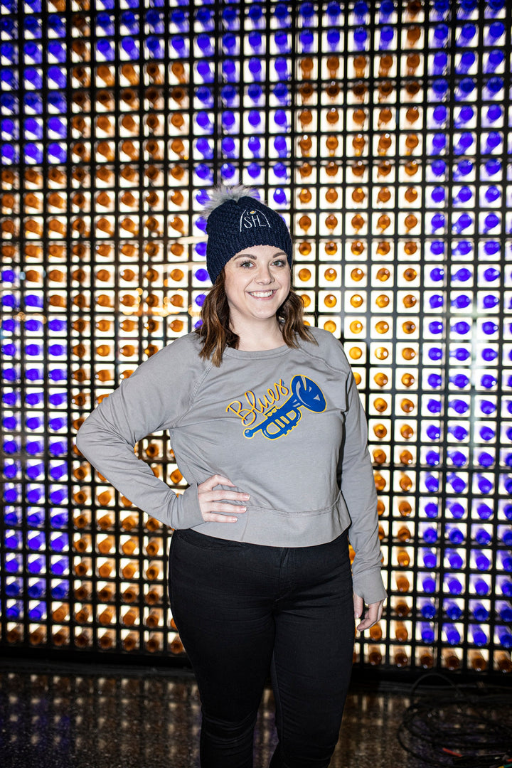 ST. LOUIS BLUES EMILY STAHL TRUMPET SCRIPTY CREW - GREY  Lusso   