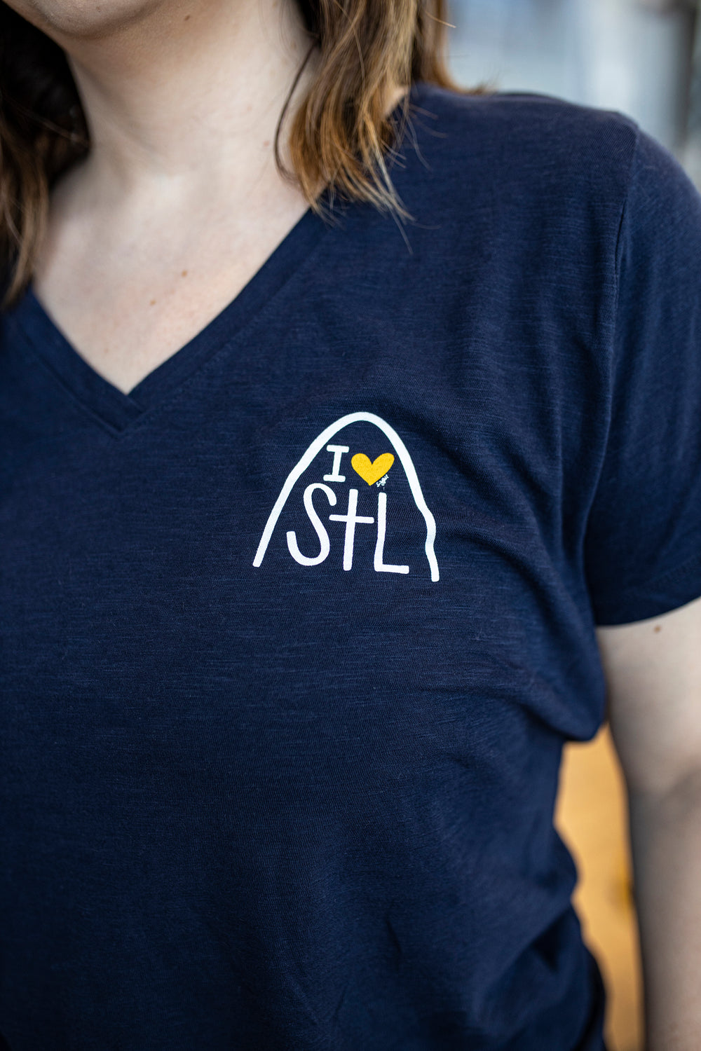 ST. LOUIS BLUES EMILY STAHL HEART ARCH TEE  Lusso   