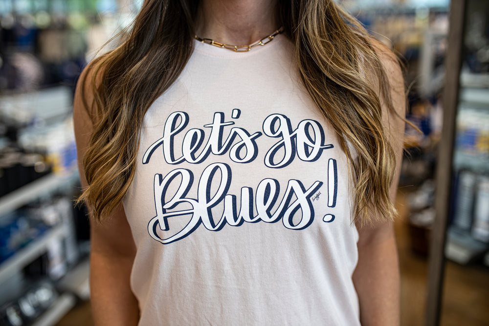 ST. LOUIS BLUES EMILY STAHL YOGA TANK - WHITE SCRIPT  Lusso   