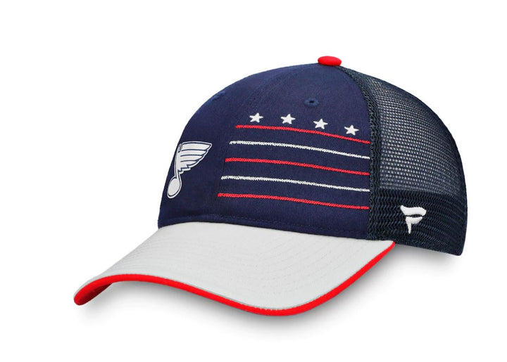 Fanatics Branded St. Louis Blues Waving Flag Trucker Snapback Hat Hat Fanatics   