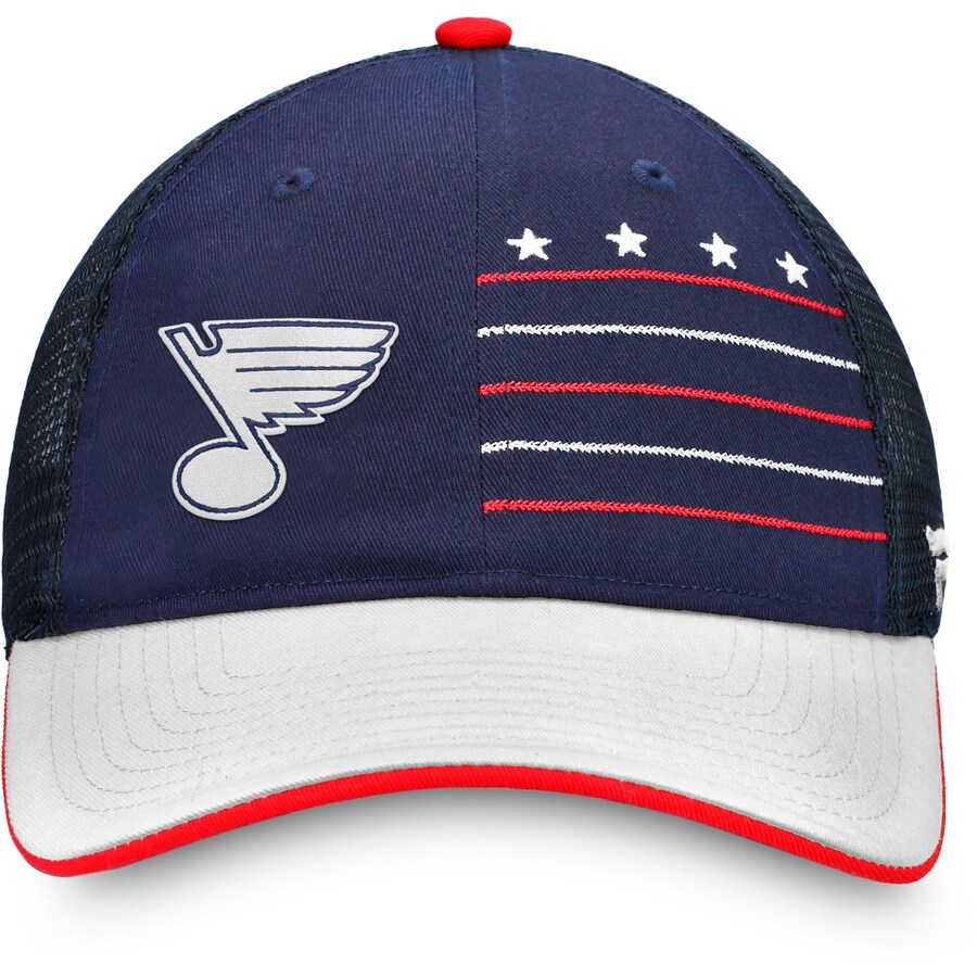 Fanatics Branded St. Louis Blues Waving Flag Trucker Snapback Hat Hat Fanatics   