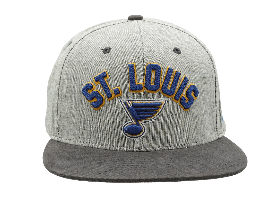 ST. LOUIS BLUES ZEPHYR HIGHCUT ARCH FLAT SNAPBACK HAT- GREY CHARCOAL