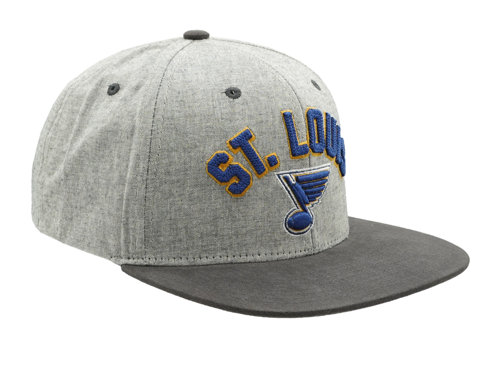 ST. LOUIS BLUES ZEPHYR HIGHCUT ARCH FLAT SNAPBACK HAT- GREY CHARCOAL Hat Zephyr   