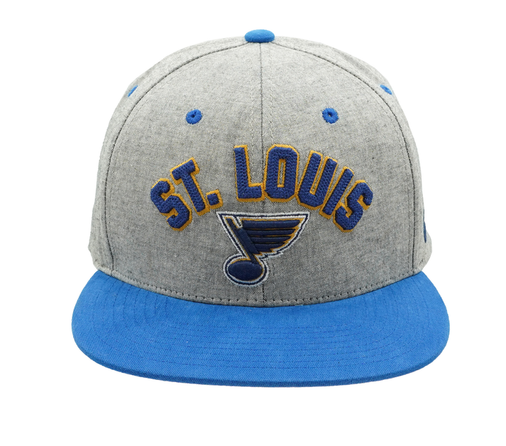 ST. LOUIS BLUES ZEPHYR HIGHCUT ARCH FLAT SNAPBACK HAT- GREY ROYAL