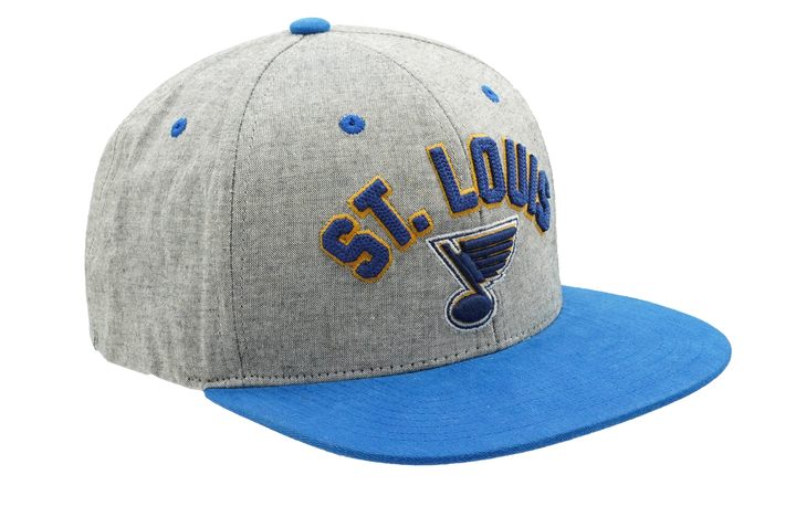 ST. LOUIS BLUES ZEPHYR HIGHCUT ARCH FLAT SNAPBACK HAT- GREY ROYAL