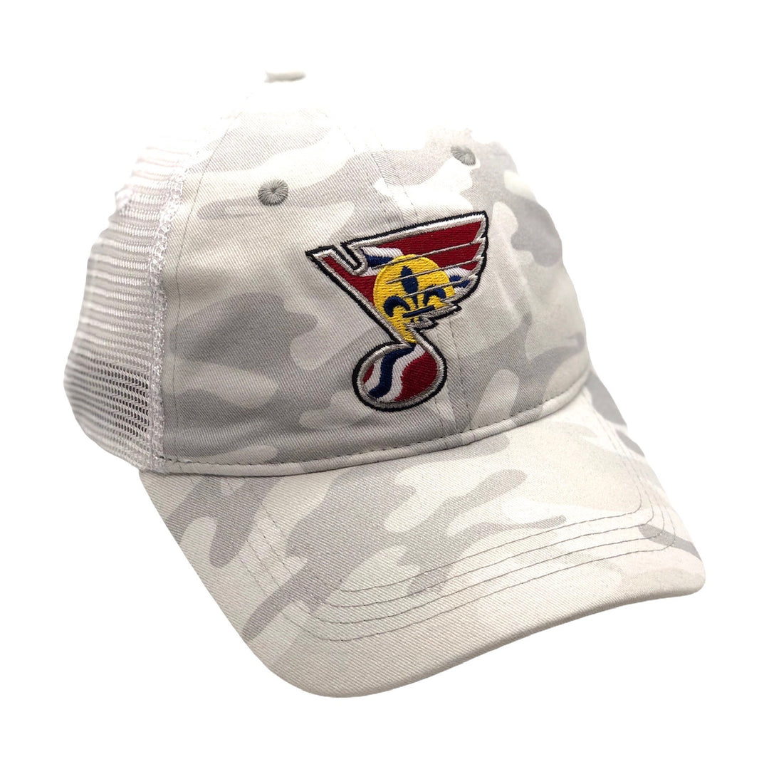 ST. LOUIS BLUES LUSSO STYLE STL FLAG MESH SNAPBACK - ARCTIC CAMO Hat STL Authentics   
