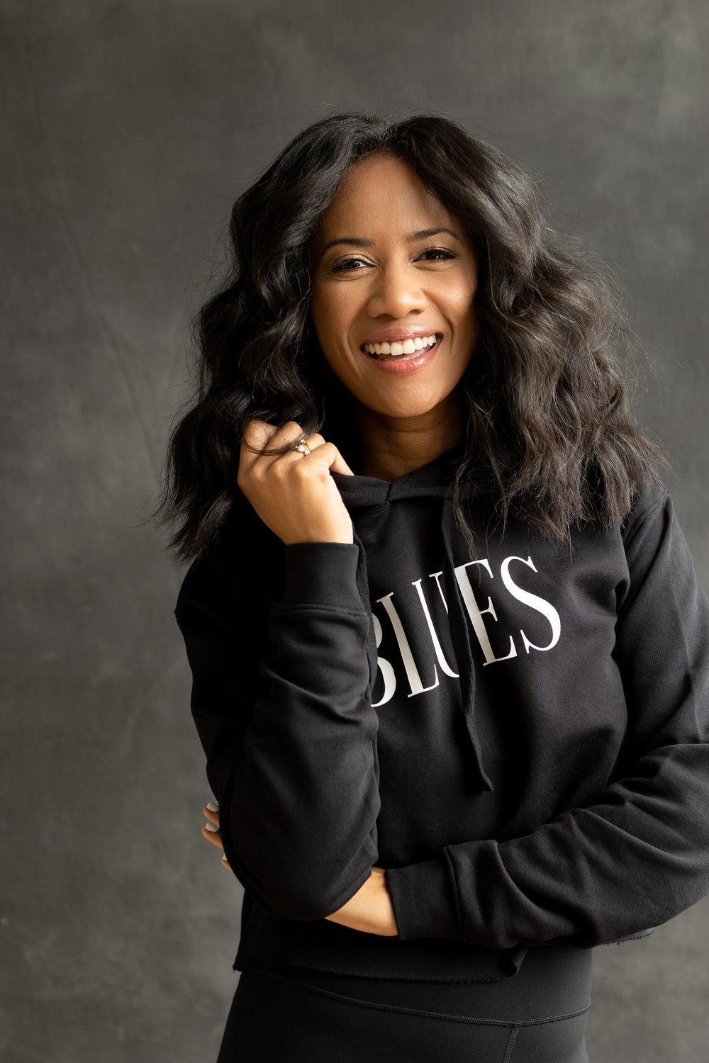 ST. LOUIS BLUES LINE CHANGE CROP HOODIE- BLACK Hoodie Line Change   