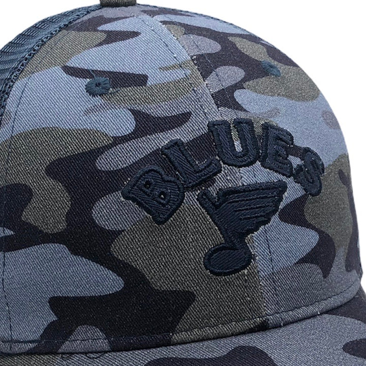 ST. LOUIS BLUES LUSSO STYLE ARCH MESH SNAPBACK  - NAVY CAMO Hat STL Authentics   