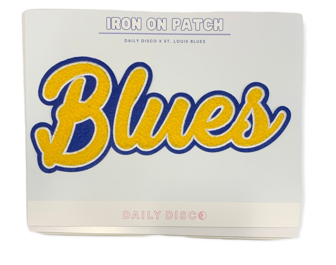 Daily Disco Chenille Blues Script Back Patch  Daily Disco   