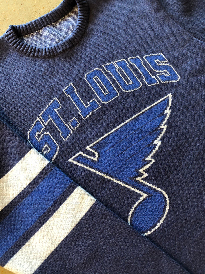 ST. LOUIS BLUES LUSSO STYLE EVERYBODY CREW SWEATER - NAVY Outerwear Lusso   