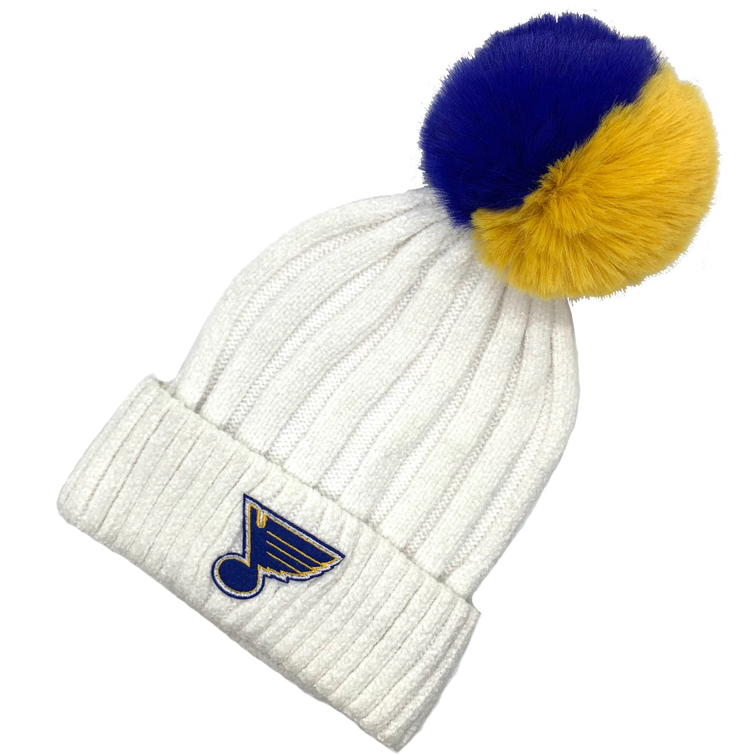 Fanatics Men's Branded White, Navy St. Louis Blues Authentic Pro Draft  Cuffed Knit Hat with Pom