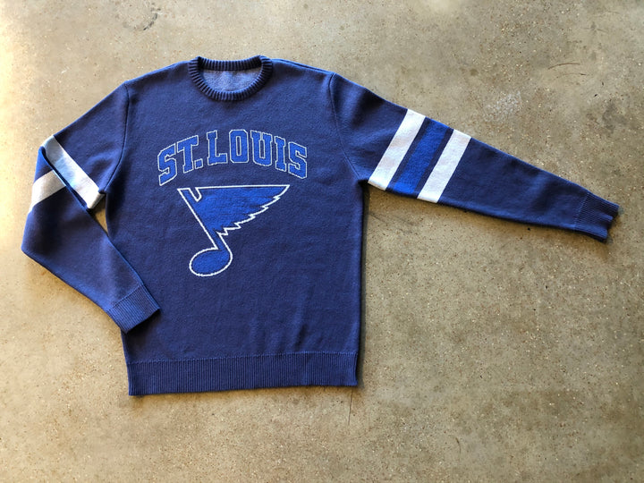 ST. LOUIS BLUES LUSSO STYLE EVERYBODY CREW SWEATER - NAVY