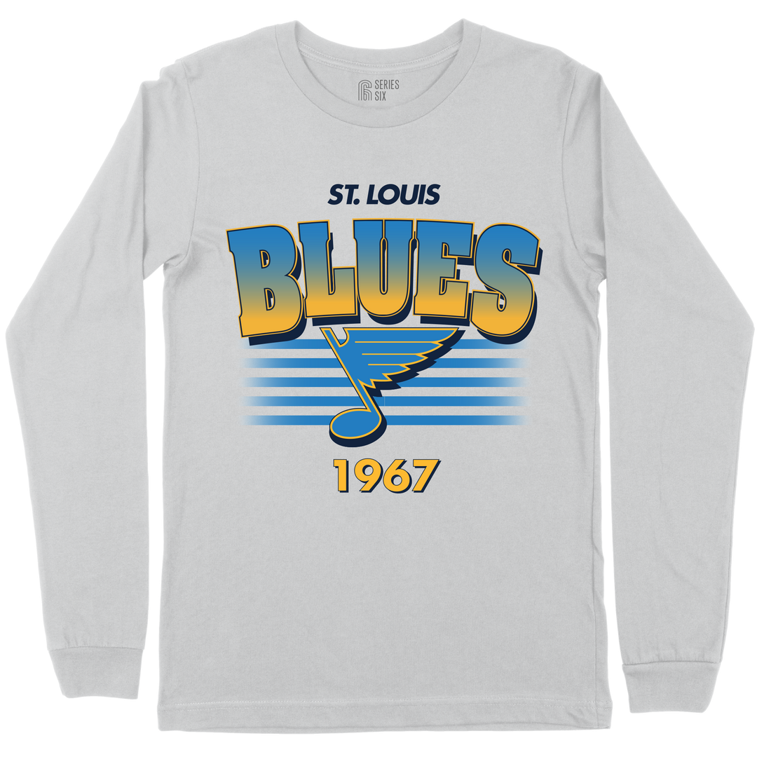 ST. LOUIS BLUES SERIES SIX 1967 OMBRE LONG SLEEVE TEE