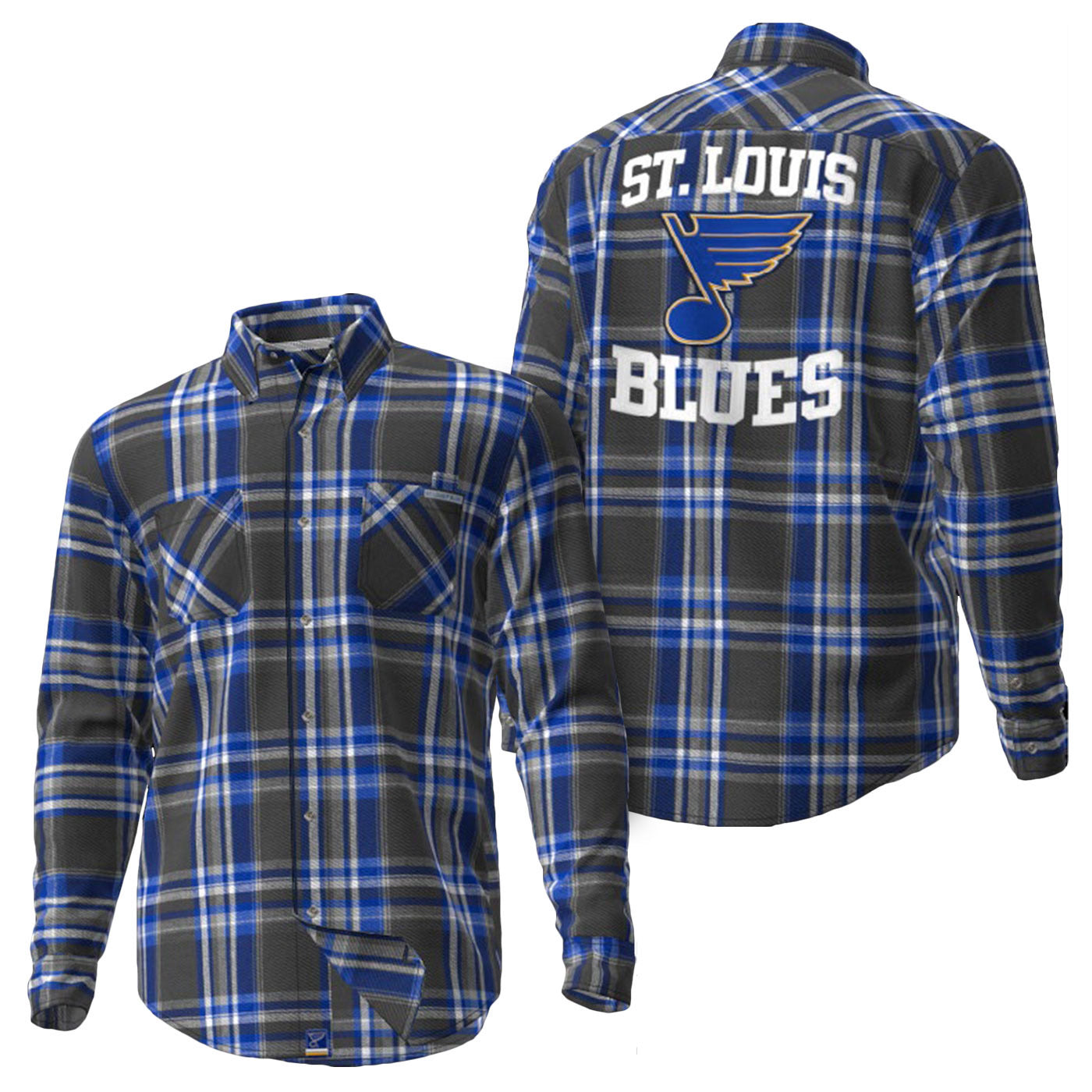 Men's Antigua Blue/Gray St. Louis Blues Stance Plaid Button-Up