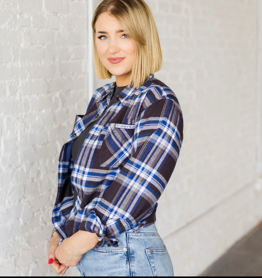 St. Louis Blues Flannel Long Sleeve T-Shirt - Blue