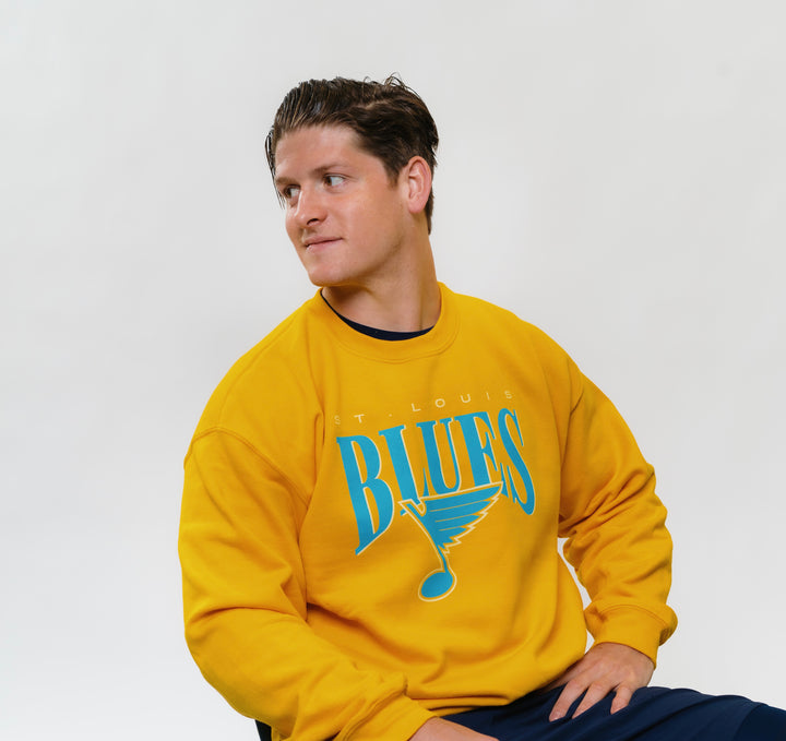 ST. LOUIS BLUES SERIES SIX 90s CREWNECK SWEATER- GOLD