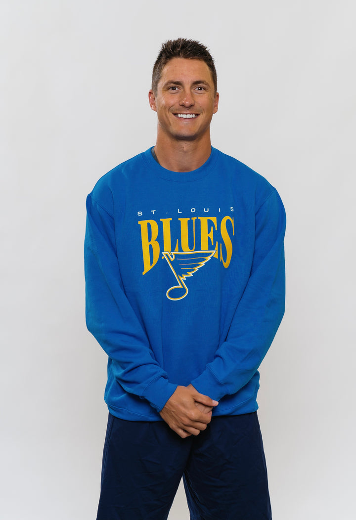 ST. LOUIS BLUES SERIES SIX 90s CREWNECK SWEATER- BLUE
