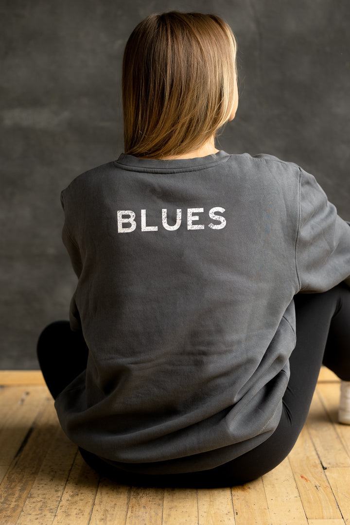 ST. LOUIS BLUES LINE CHANGE STL CREW SWEATER- GREY Outerwear Line Change   