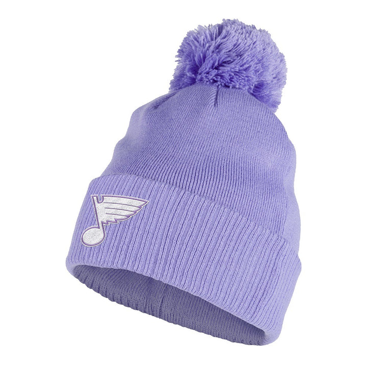 ST. LOUIS BLUES ADIDAS HOCKEY FIGHTS CANCER POM KNIT - PURPLE